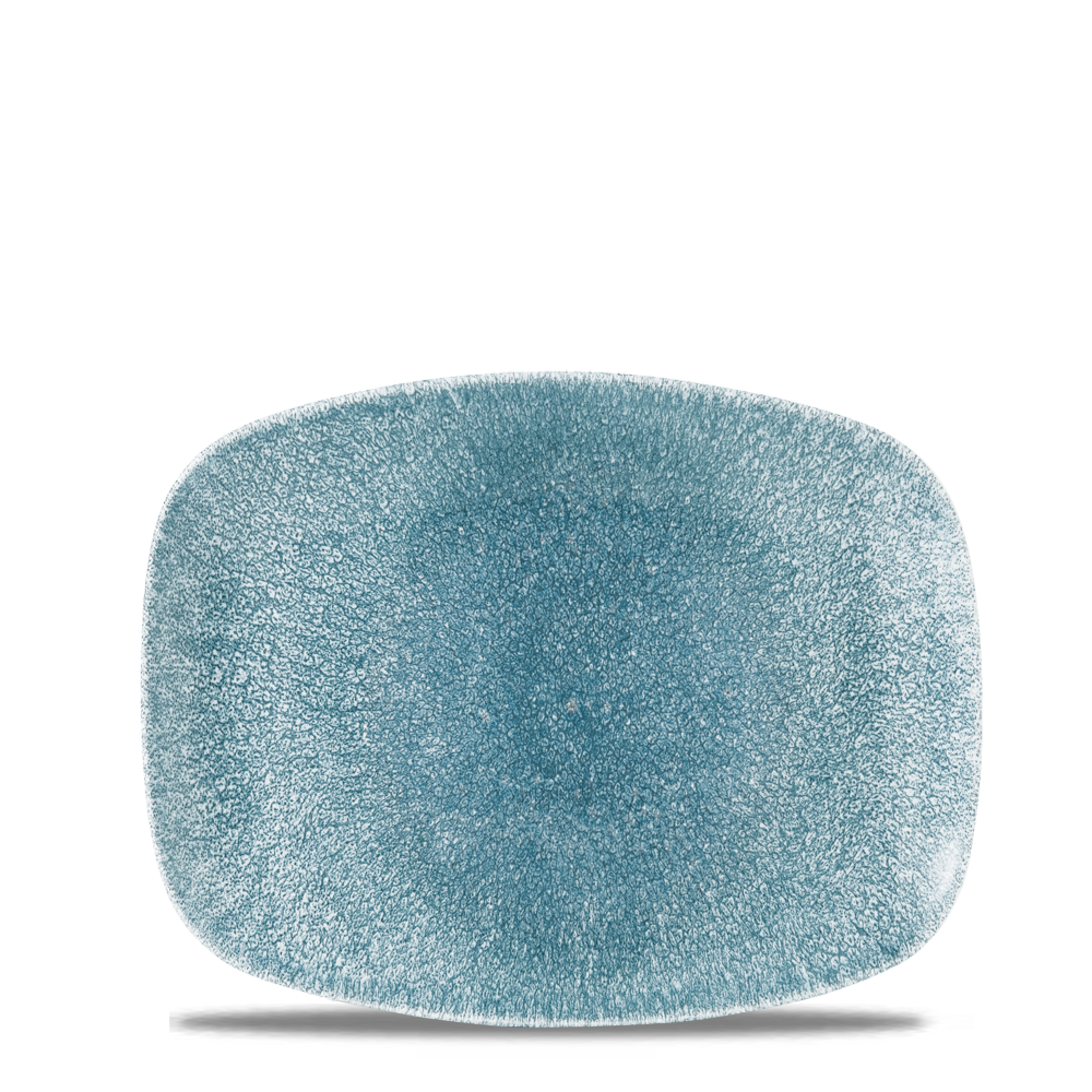 Raku Topaz Blue Chefs Oblong Plate 10.3" x 8"