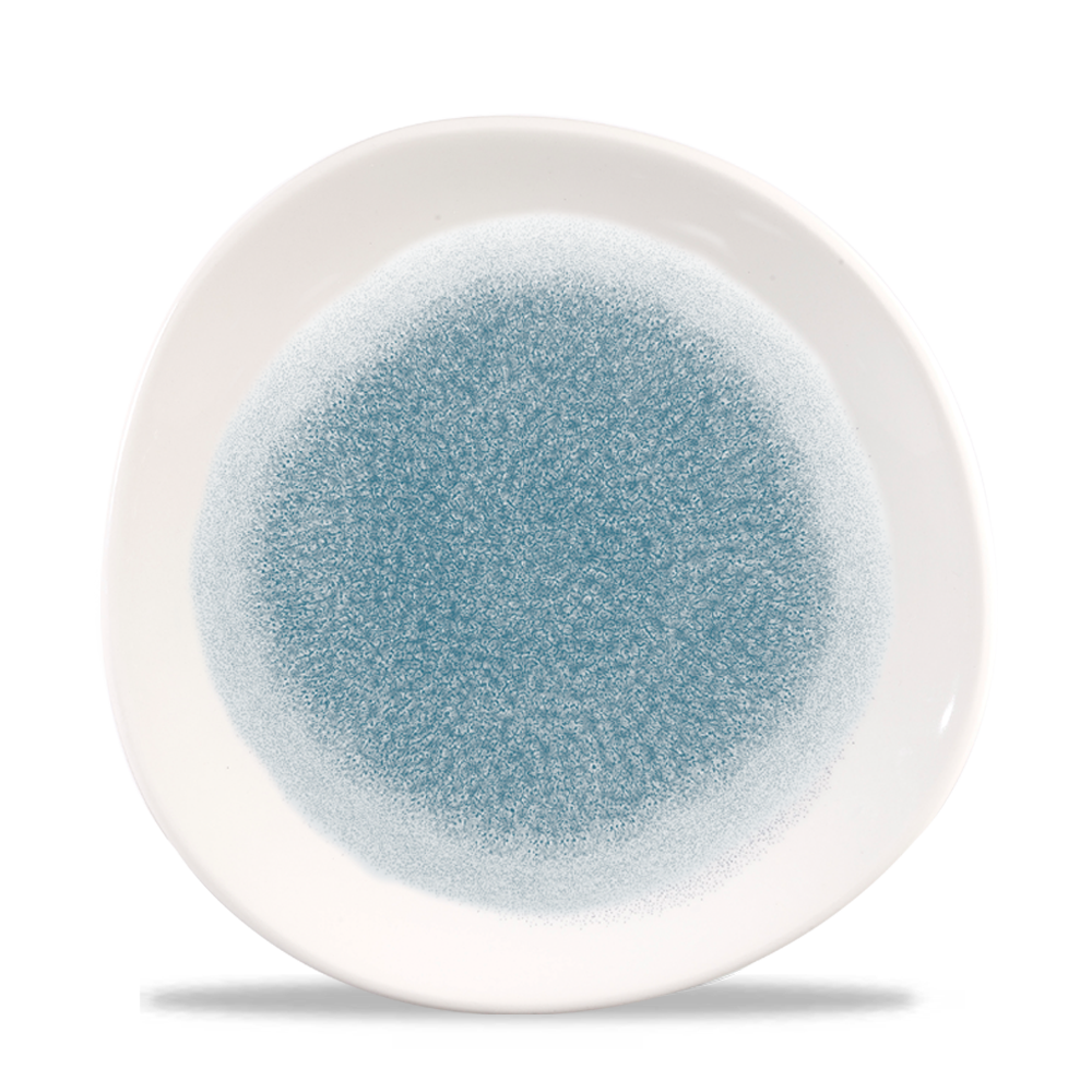 Raku Topaz Blue Round Trace Plate 10 3/8"