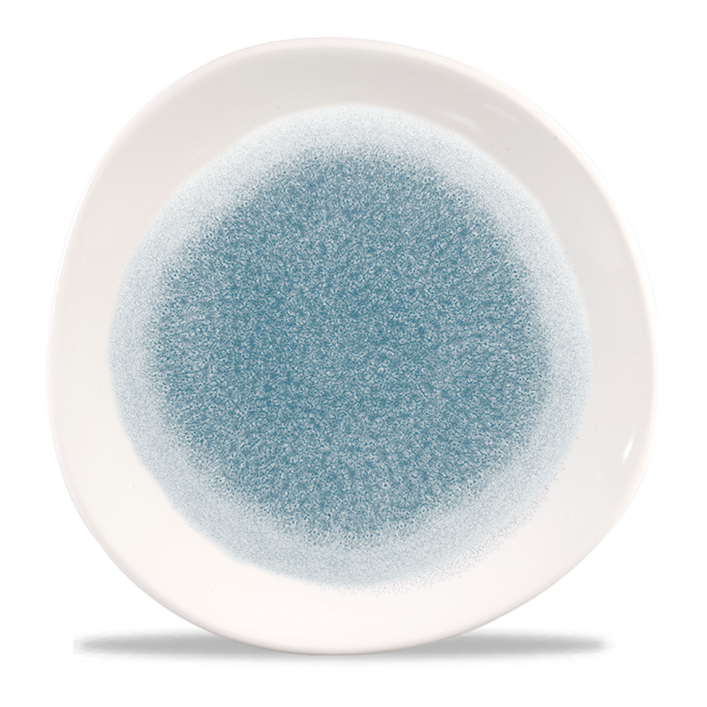 Raku Topaz Blue Round Trace Plate 11 1/4"