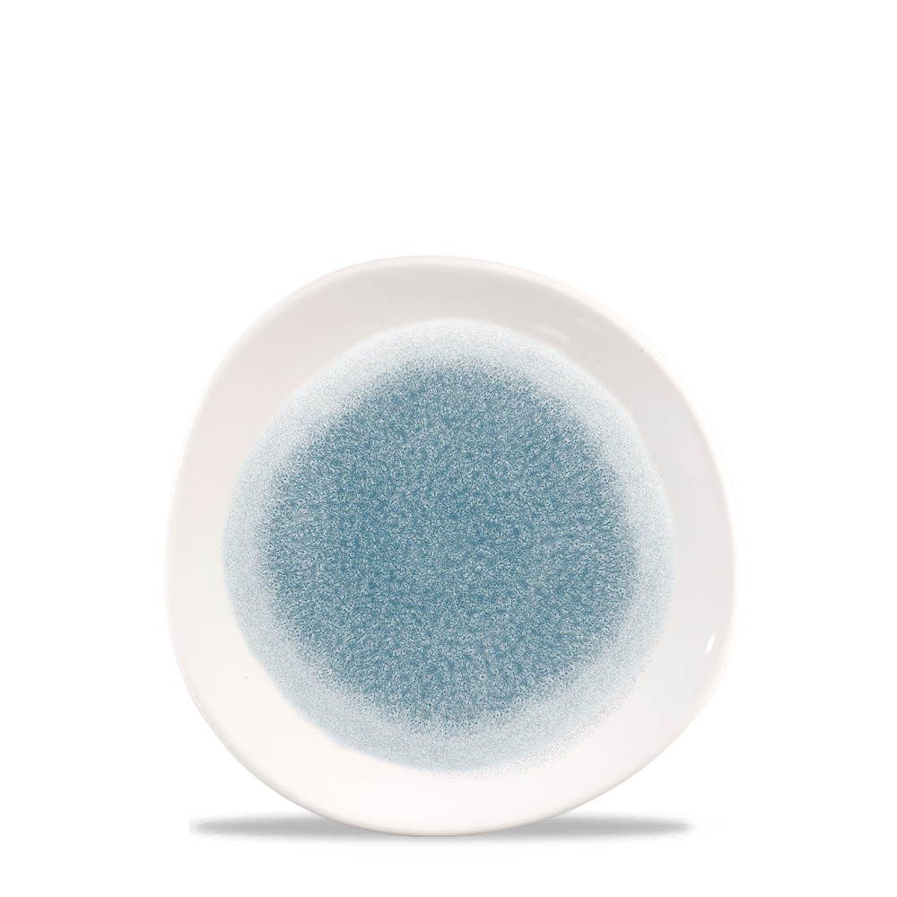 Raku Topaz Blue Round Trace Plate 7 1/4"