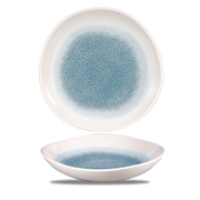 Raku Topaz Blue Round Trace Bowl 9 7/8"