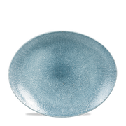Raku Topaz Blue Orbit Oval Coupe Plate 12.5"