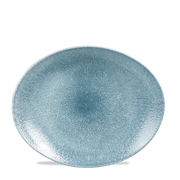 Raku Topaz Blue Orbit Oval Coupe Plate 10"