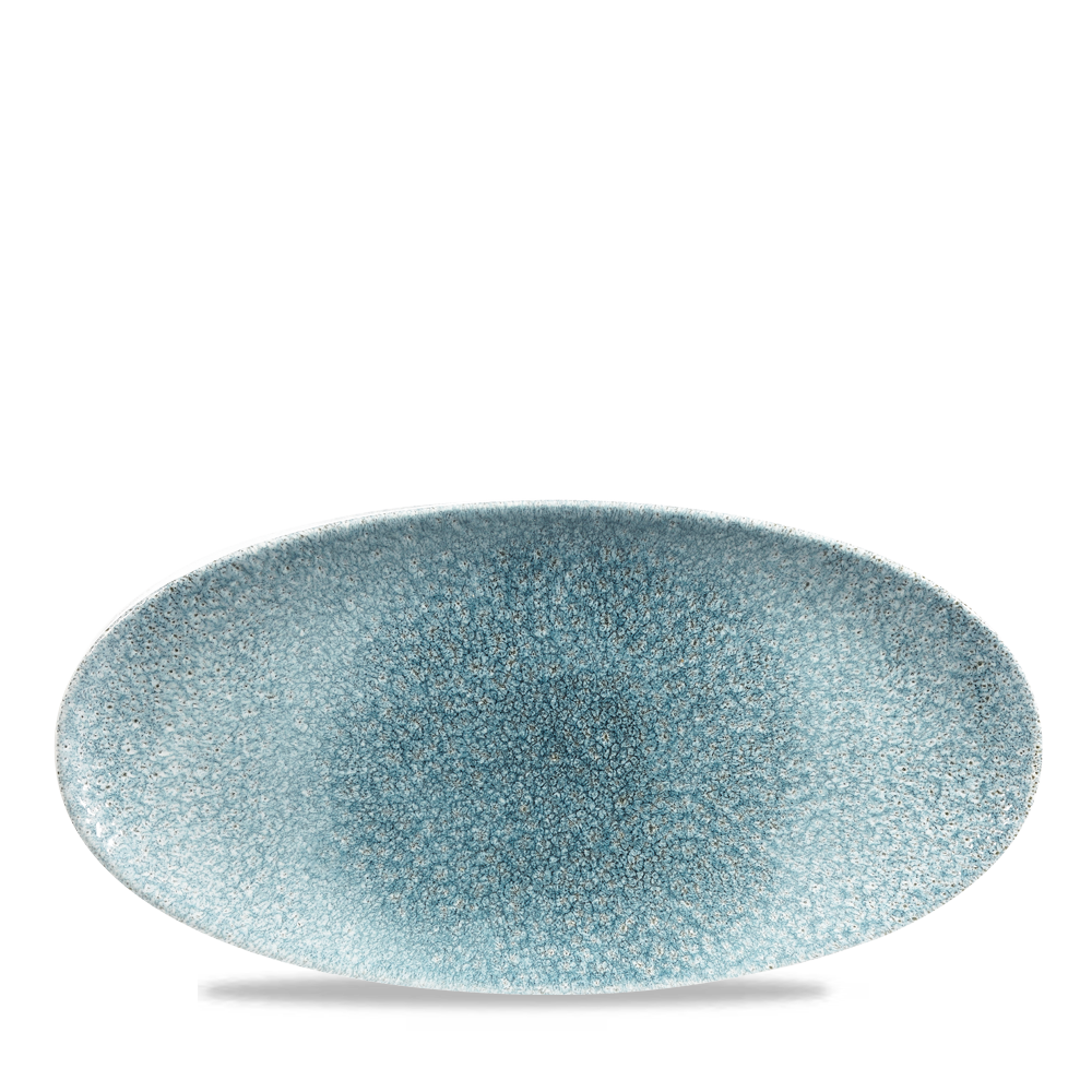 Raku Topaz Blue Oval Chefs Plate 11 4/5 X 5 3/4"