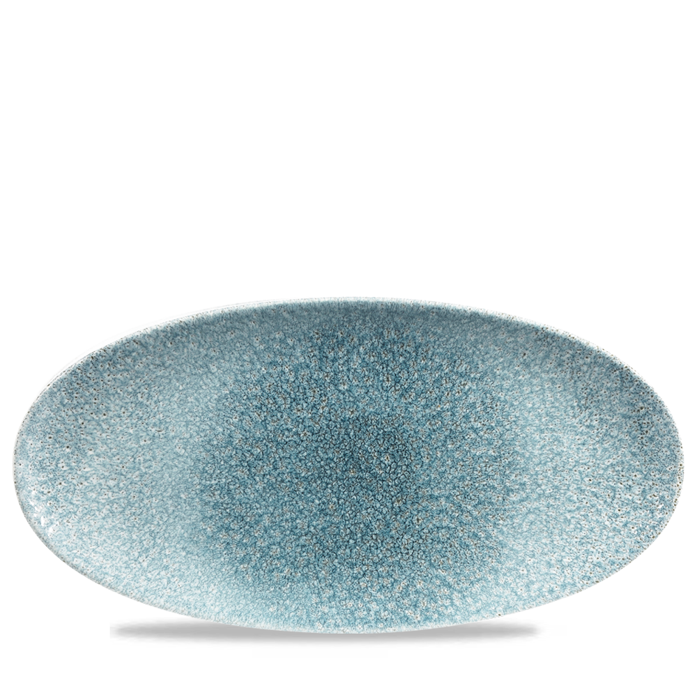 Raku Topaz Blue Oval Chefs Plate 13 3/4 X 6 3/4"