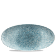 Raku Topaz Blue Oval Chefs Plate 13 3/4 X 6 3/4"