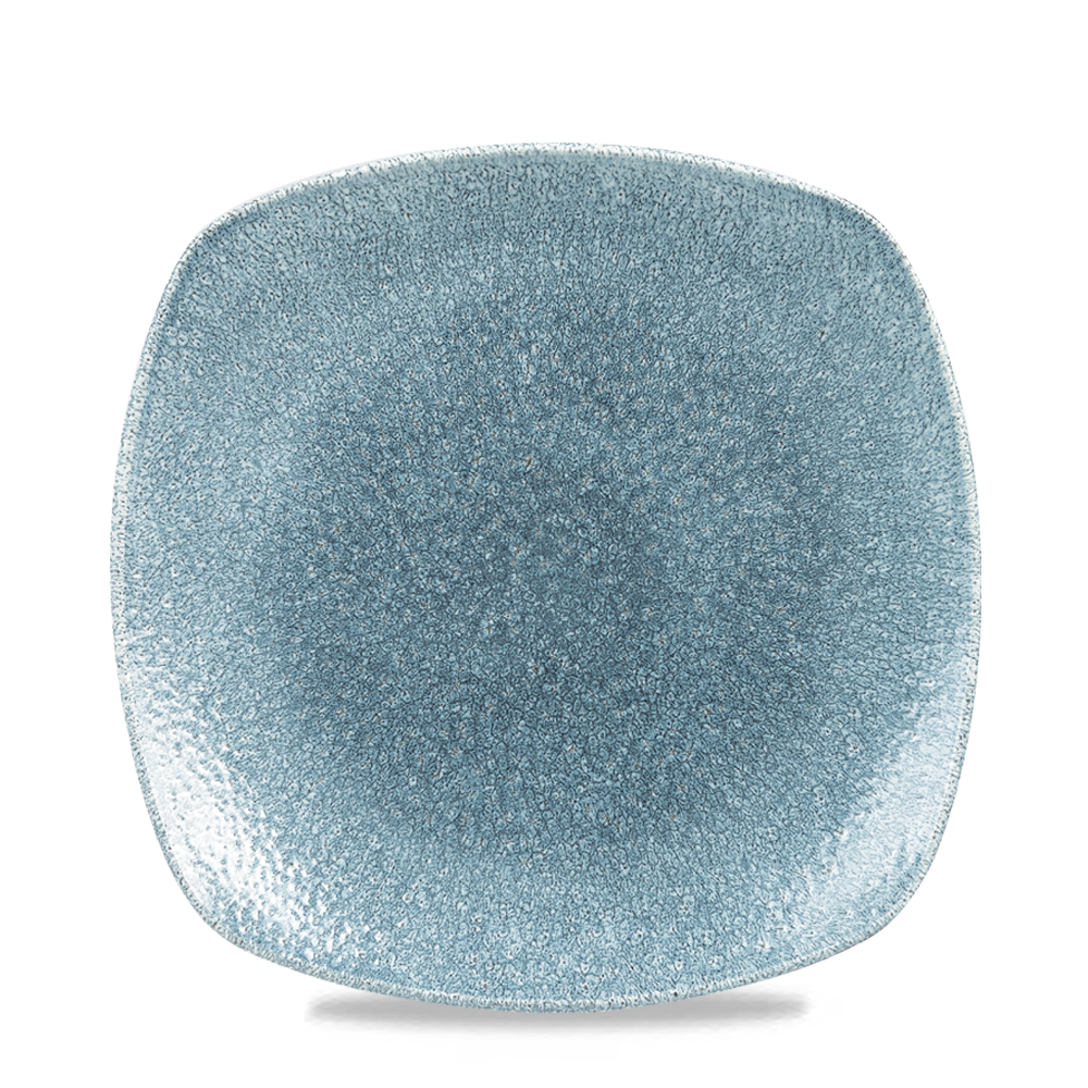 Raku Topaz Blue X Squared Square Plate 10"