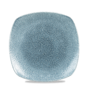 Raku Topaz Blue X Squared Square Plate 10"