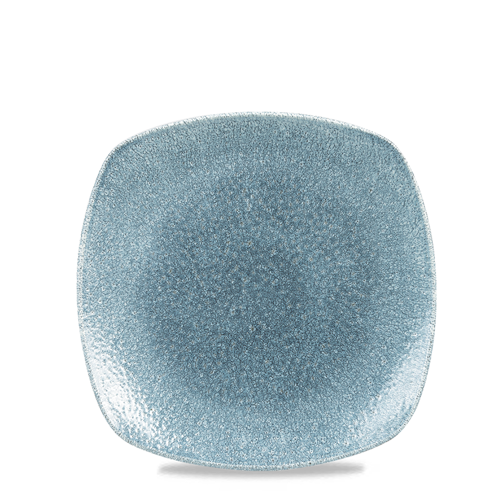 Raku Topaz Blue X Squared Square Plate 8.5"