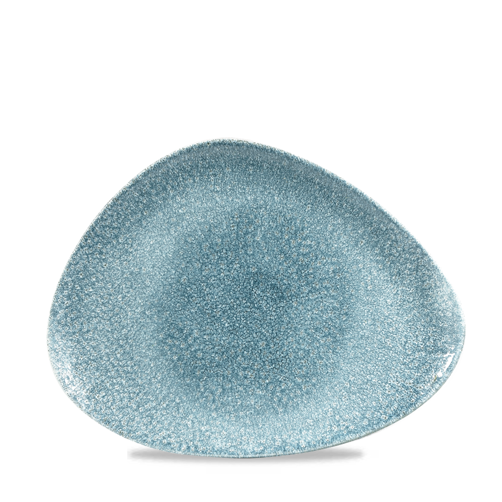 Raku Topaz Blue Triangle Chefs Plate 10 3/8" X 8"