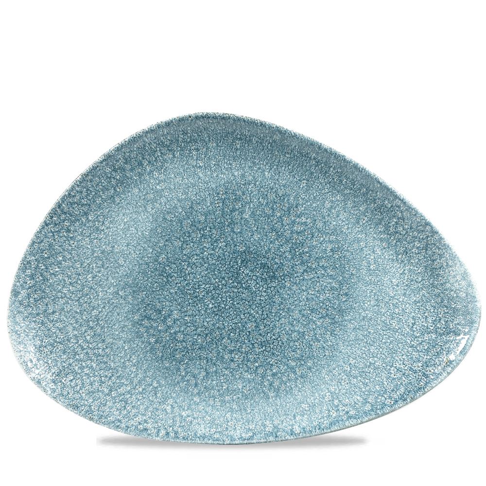Raku Topaz Blue Triangle Chef's Plate 14 x 9 3/4"