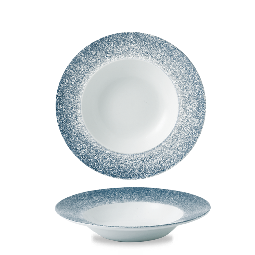 Raku Topaz Blue Profile Wide Rim Bowl Medium 9.4"