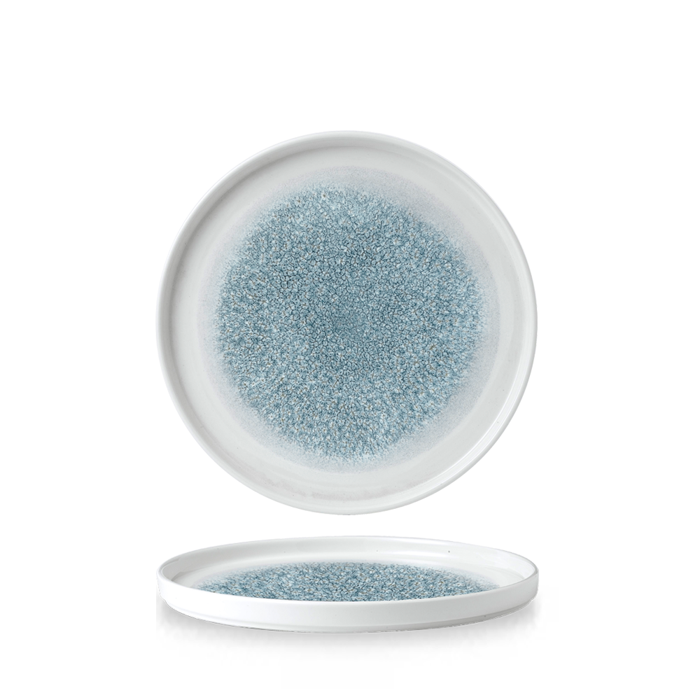 Raku Topaz Blue Walled Plate 8.67"