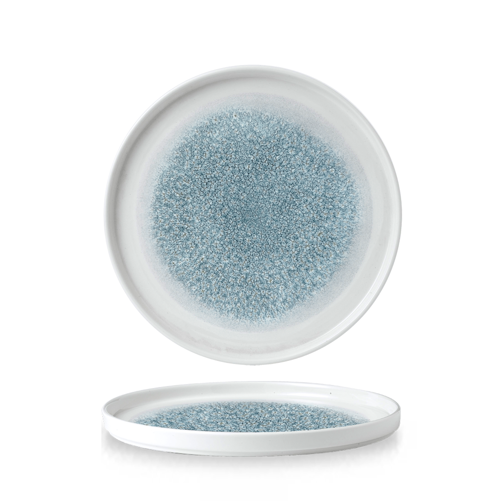 Raku Topaz Blue Walled Plate 10 2/8"