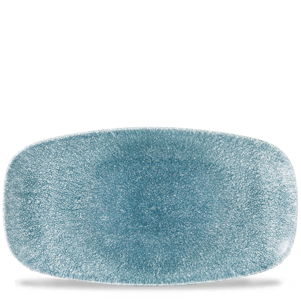 Raku Topaz Blue Chefs Oblong Plate 13 7/8 X 7 3/8"