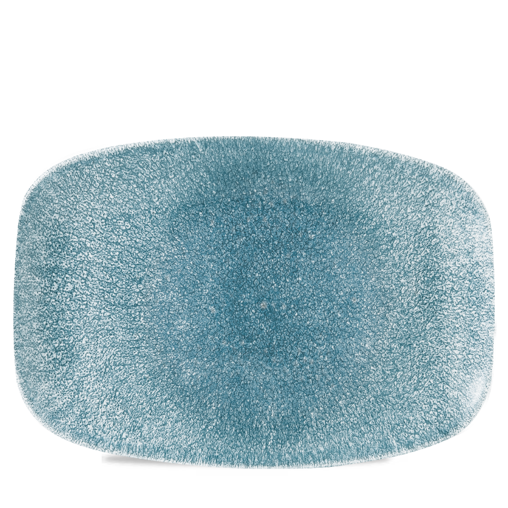 Raku Topaz Blue Oblong Platter - 13 1/2" x 9 1/4"