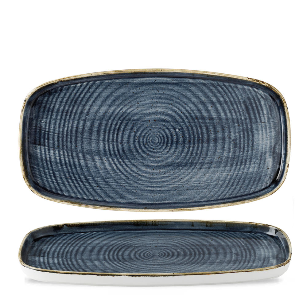 Stonecast Blueberry Chefs Walled Oblong Plate 30 X 15.4cm