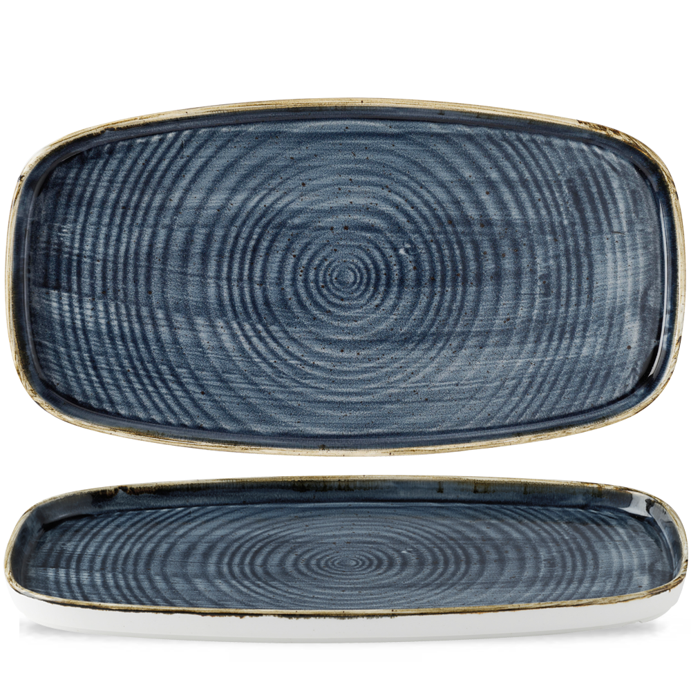Stonecast Blueberry Chefs Walled Oblong Plate 35 X 18.5cm