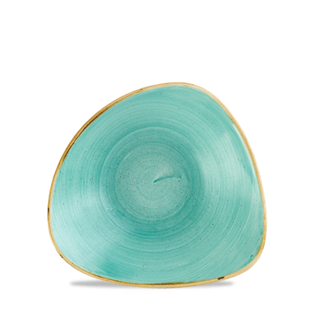 Stonecast Mint Triangle Bowl 15.3cm - Hand Painted Rustic Elegance