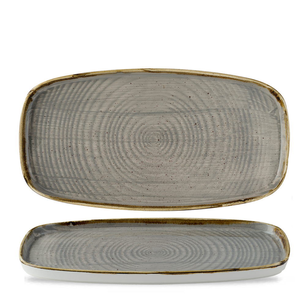 Stonecast Peppercorn Grey Chefs Walled Oblong Plate 30 X 15.4cm