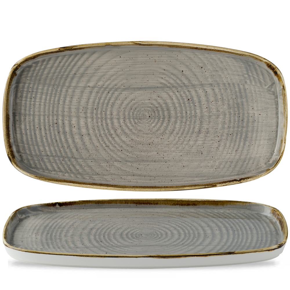Stonecast Peppercorn Grey Chefs Walled Oblong Plate 35 X 18.5cm