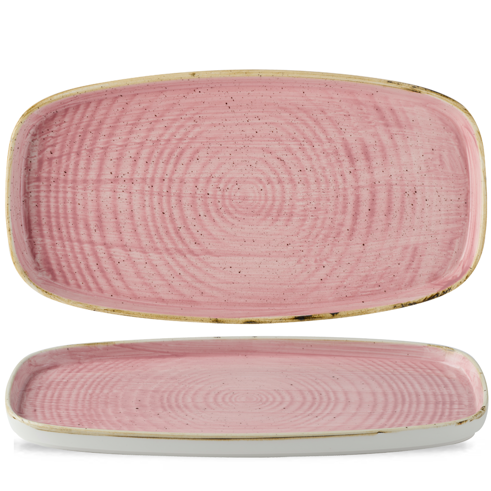 Stonecast Petal Pink Chefs Walled Oblong Plate 35 X 18.5cm