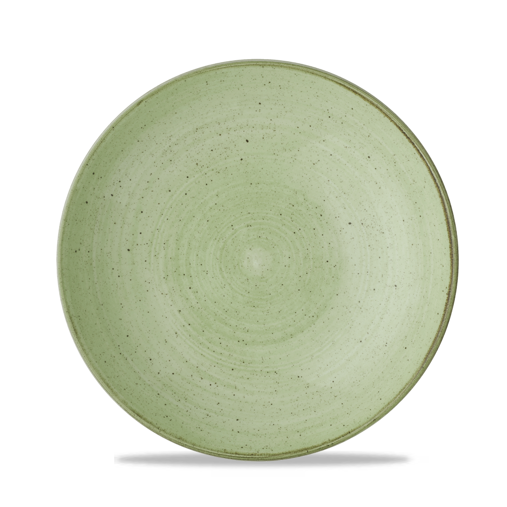 Stonecast Sage Green Coupe Bowl 24.8cm - Handcrafted Rustic Elegance