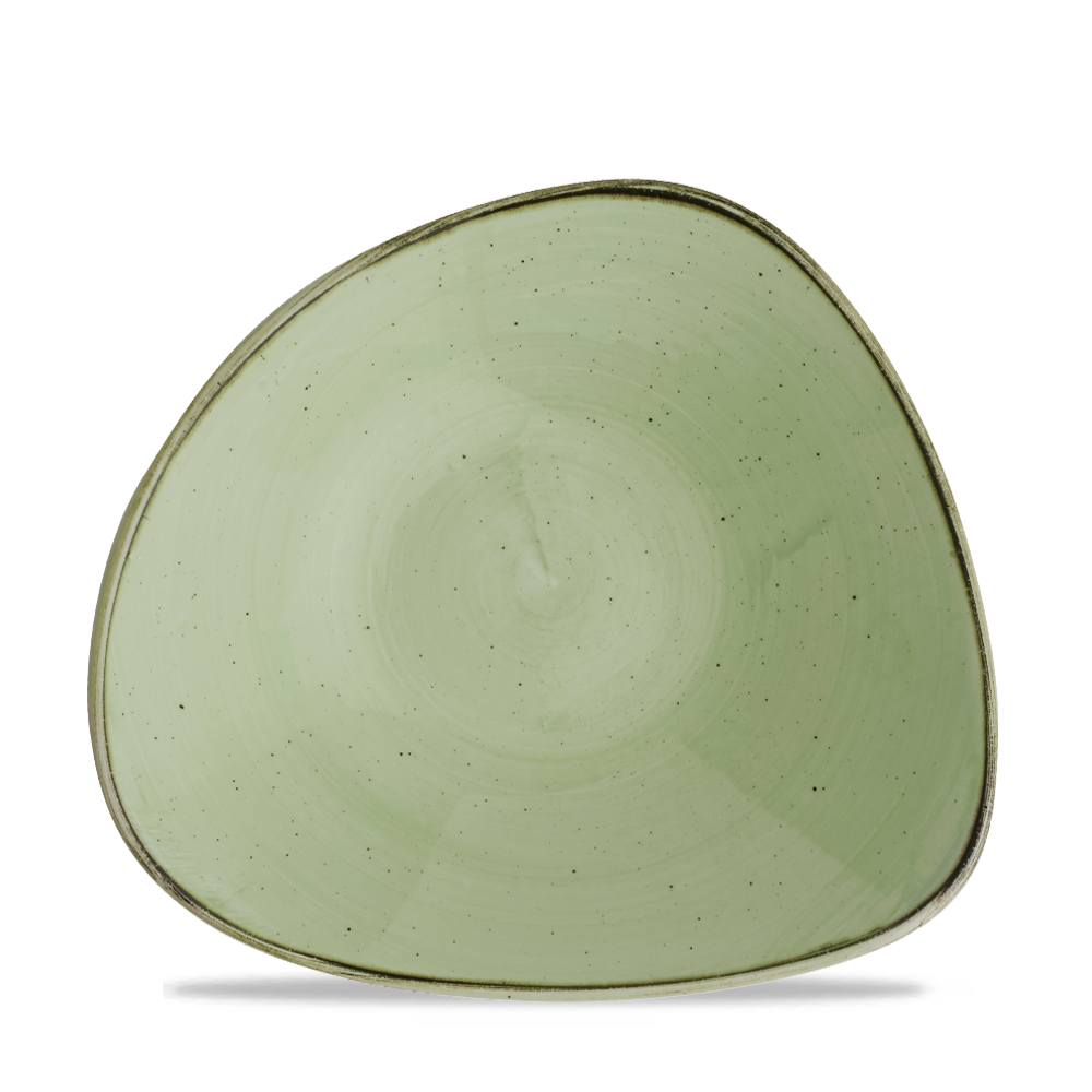 Stonecast Sage Green Triangle Bowl 23.5cm – Rustic Elegance for Your Tabletop