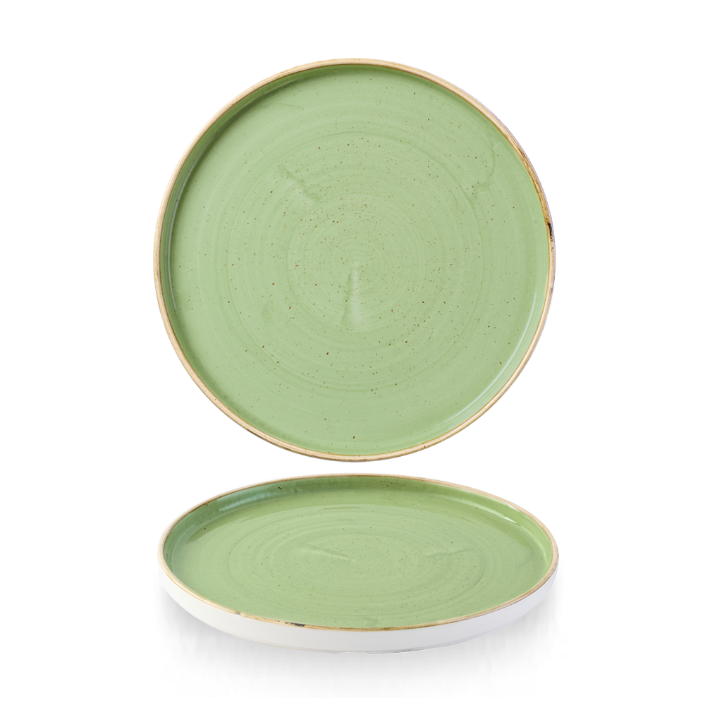 Stonecast Sage Green Walled Plate 21cm - Handpainted Rustic Charm