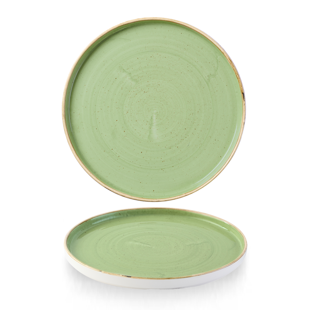 Stonecast Sage Green Walled Plate 26cm - Rustic Elegance for Your Table