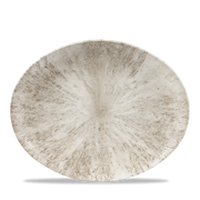 Stone Agate Grey Orbit Oval Porcelain Coupe Plate 12.5"