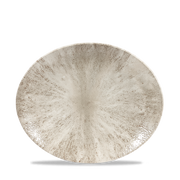 Stone Agate Grey Orbit Oval Porcelain Coupe Plate 10"