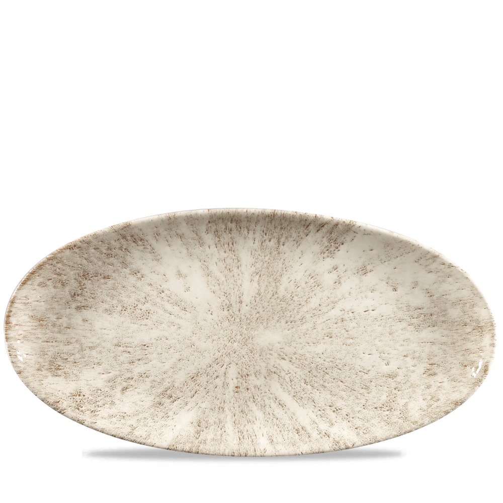 Stone Agate Grey Oval Chefs Plate 13 3/4 X 6 3/4"