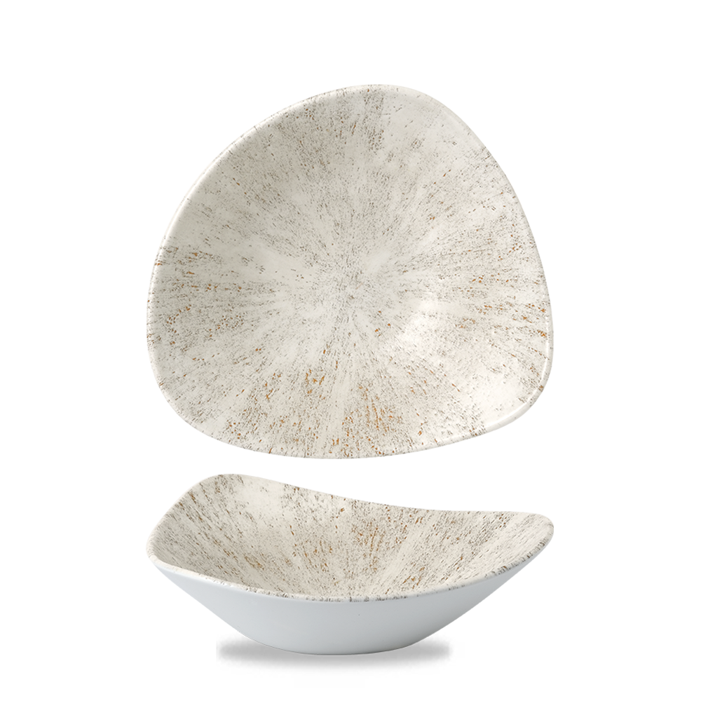 Stone Agate Grey Lotus Triangle Bowl 9" - Contemporary Studio Ceramics