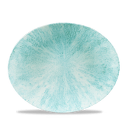Stone Aquamarine Orbit Oval Porcelain Coupe Plate 12.5"