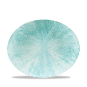 Stone Aquamarine Orbit Oval Porcelain Coupe Plate 10"