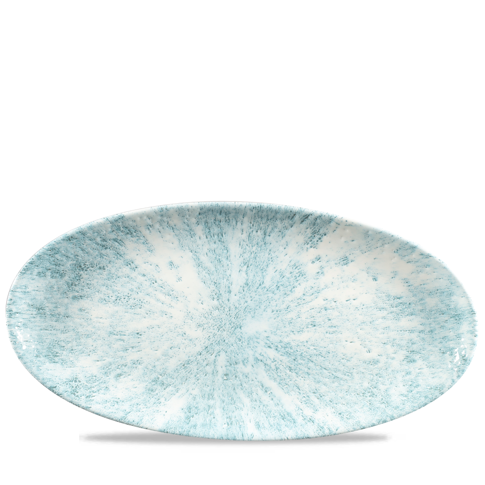 Stone Aquamarine Oval Chefs Plate 13 3/4 X 6 3/4"