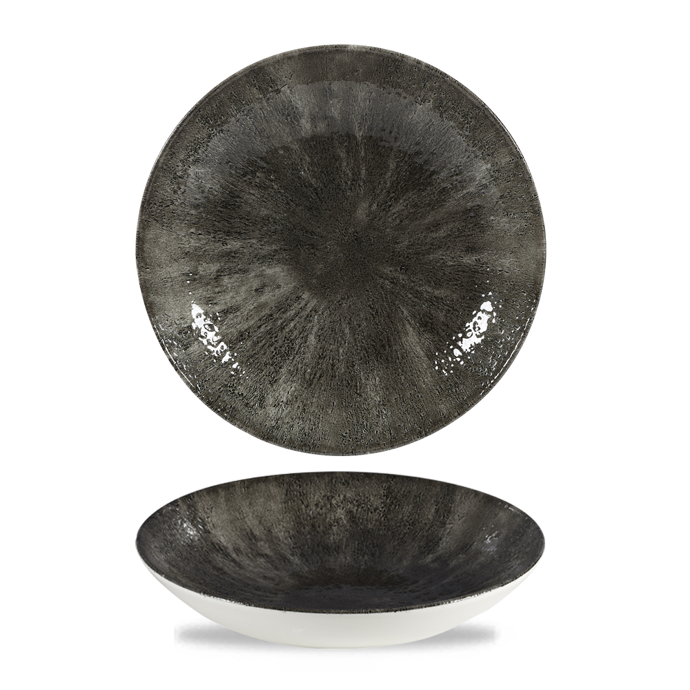 Stone Quartz Black Evolve Porcelain Coupe Bowl 9.75"