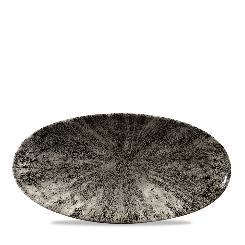 Stone Quartz Black Oval Chefs Plate 11 4/5 X 5 3/4"