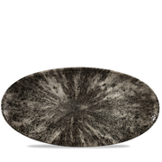 Stone Quartz Black Oval Chefs Plate 13 3/4 X 6 3/4"
