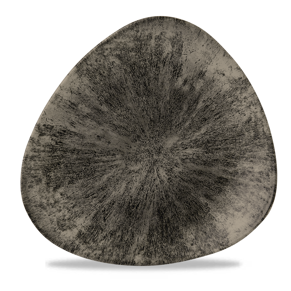 Stone Quartz Black Lotus Triangle Plate 10" - Contemporary Elegance for Your Table