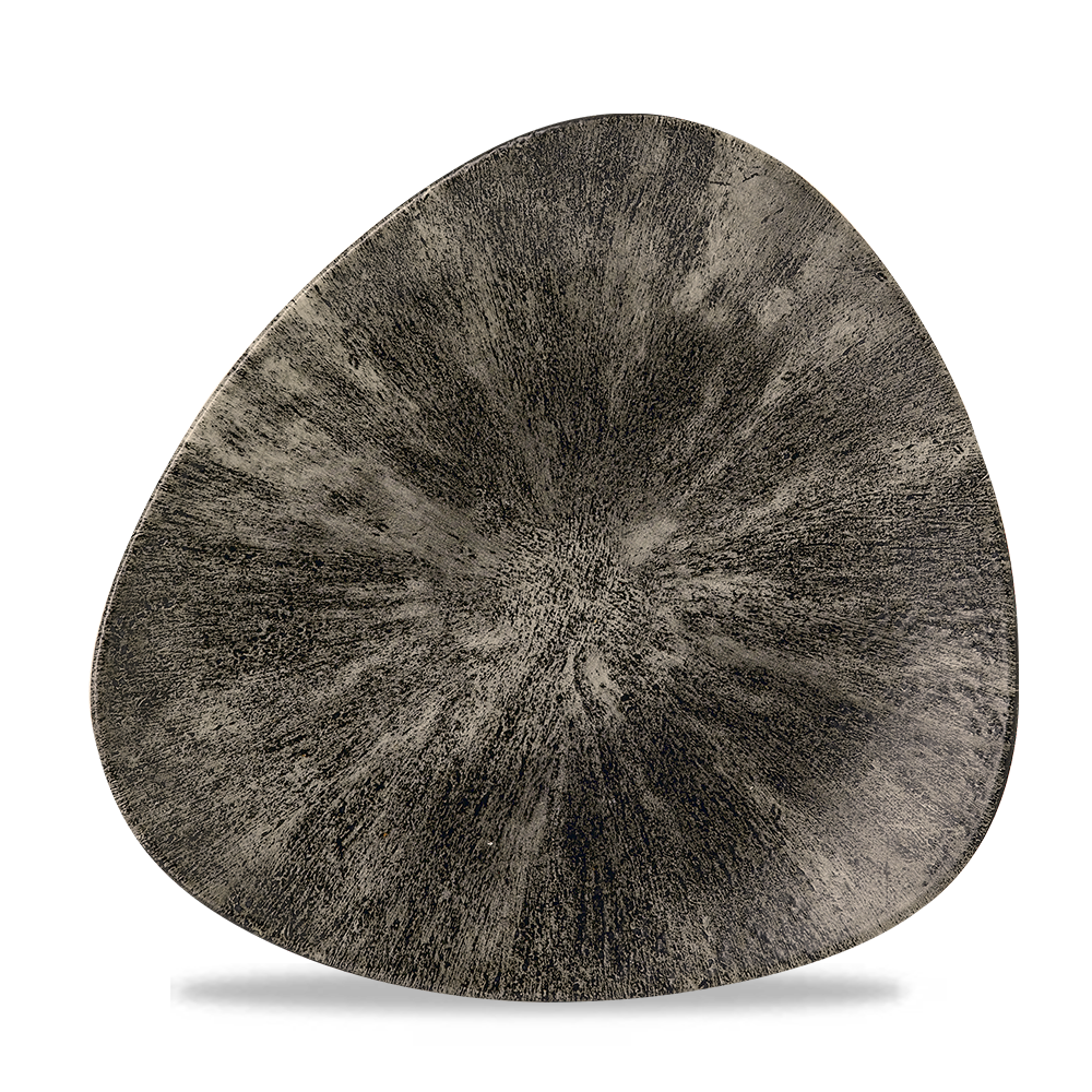 Stone Quartz Black Lotus Triangle Plate 9" - Contemporary Elegance