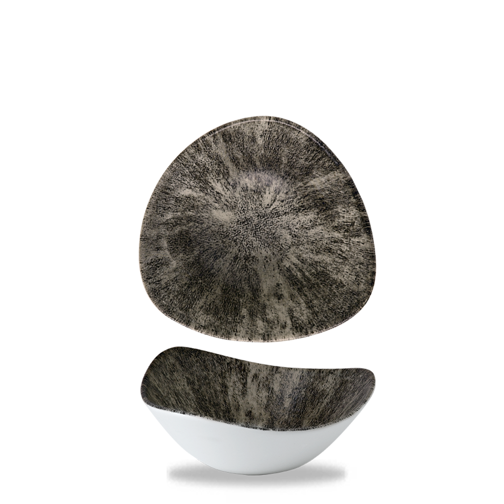 Stone Quartz Black Lotus Triangle Bowl 7"