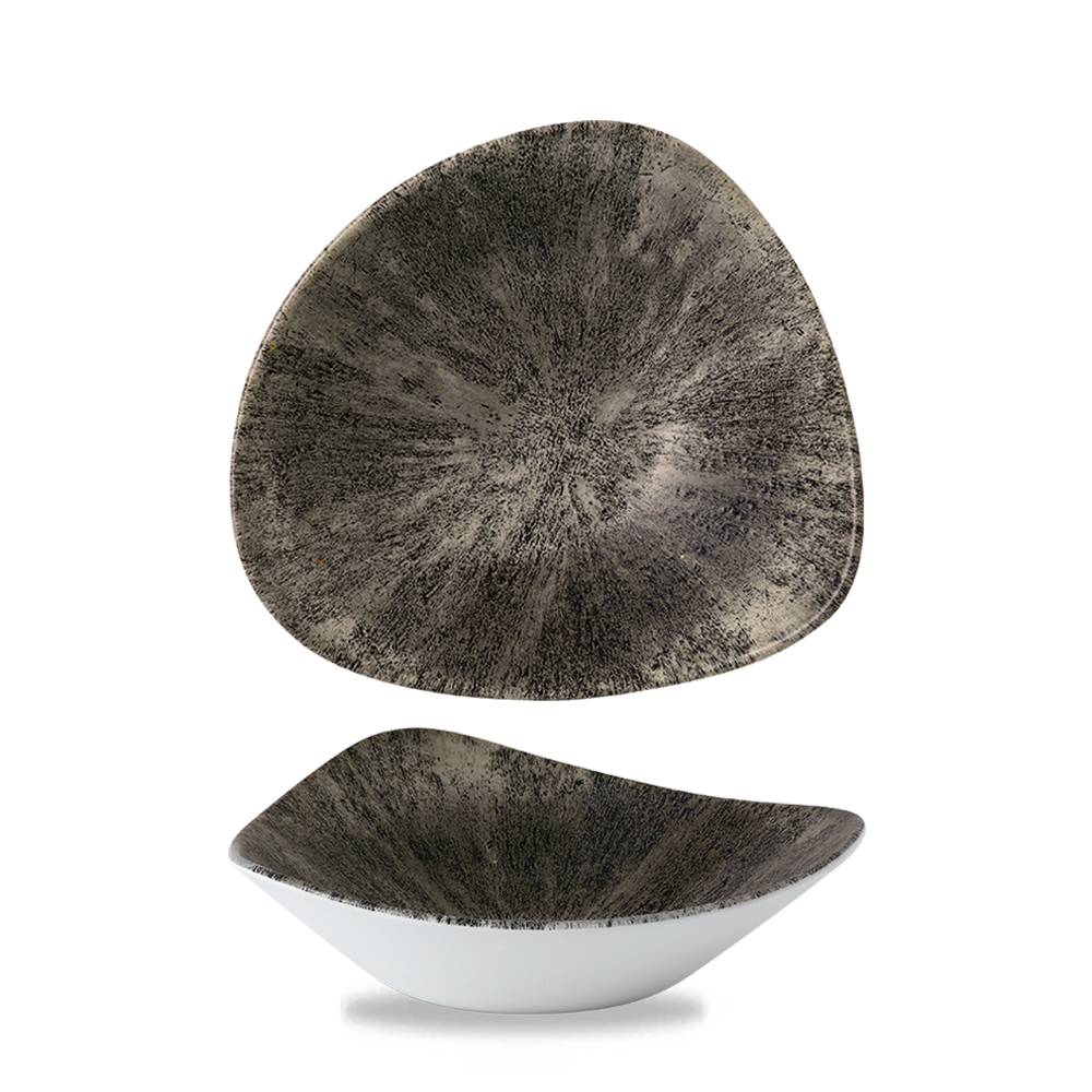 Stone Quartz Black Lotus Triangle Bowl 9"