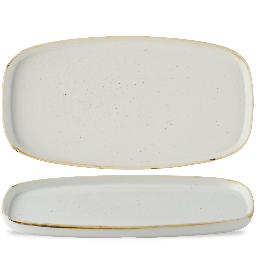 Stonecast Barley White Chefs Walled Oblong Plate 35 X 18.5cm