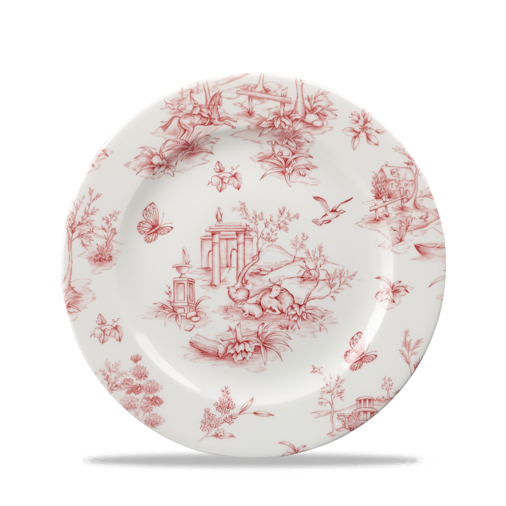 Vintage Prints Toile Cranberry Profile Plate 8"