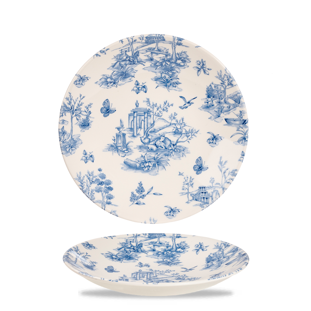 Vintage Prints Toile Prague Profile Deep Coupe Plate 9 3/4"