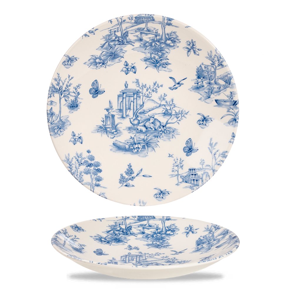Vintage Prints Toile Prague Profile Deep Coupe Plate 11"