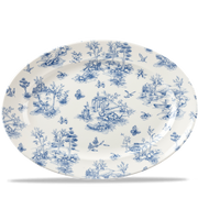 Vintage Prints Toile Prague Classic Oval Plate 14.375"