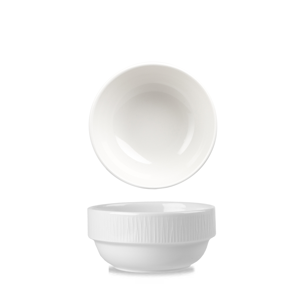 Bamboo White Porcelain Stacking Bowl 12.6oz